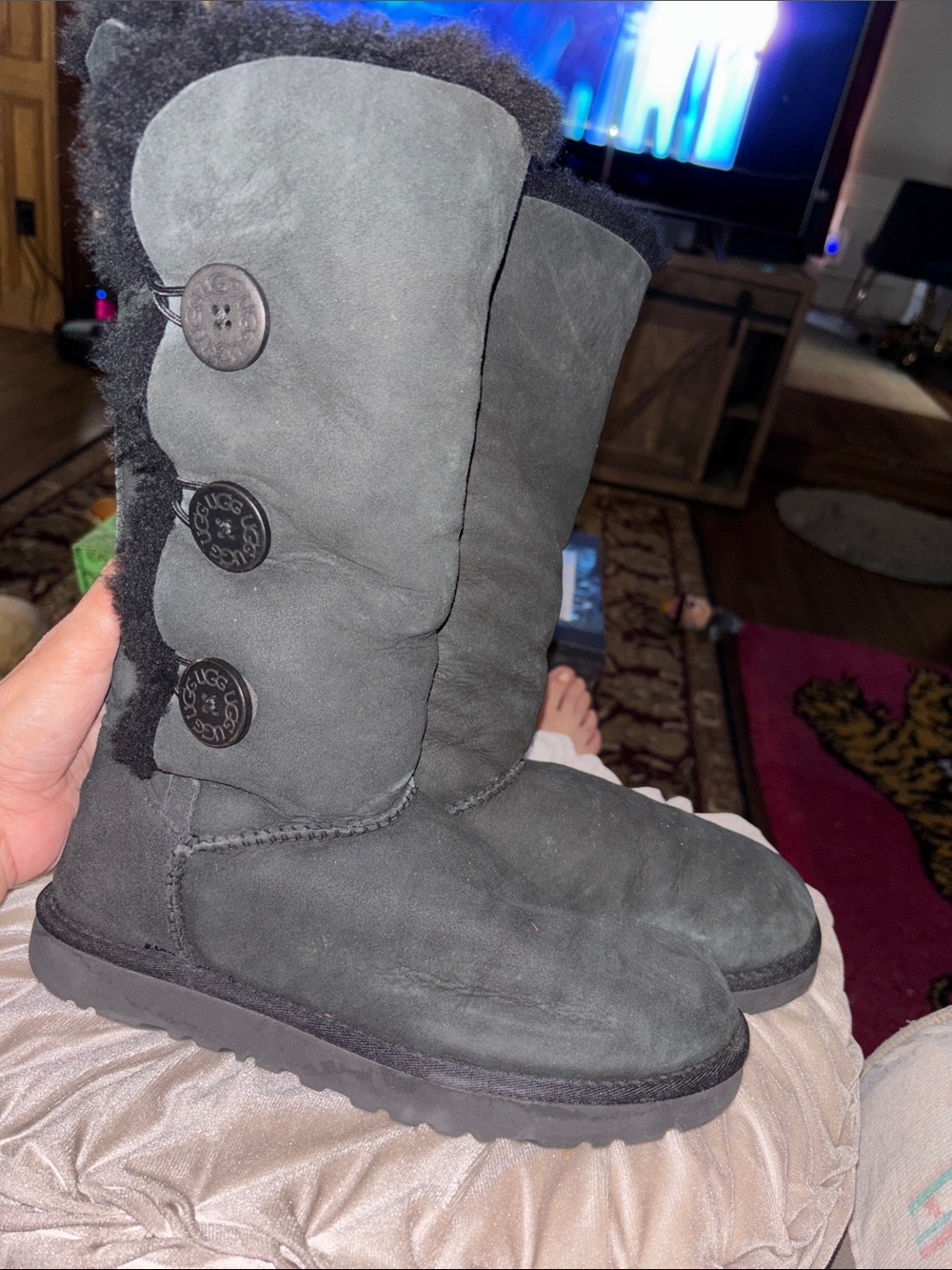 UGG Black Bailey Button Winter Boots
